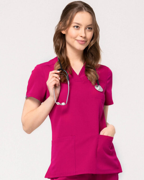 Bluza Medyczna Damska – Scrubs Comfy Burgundy
